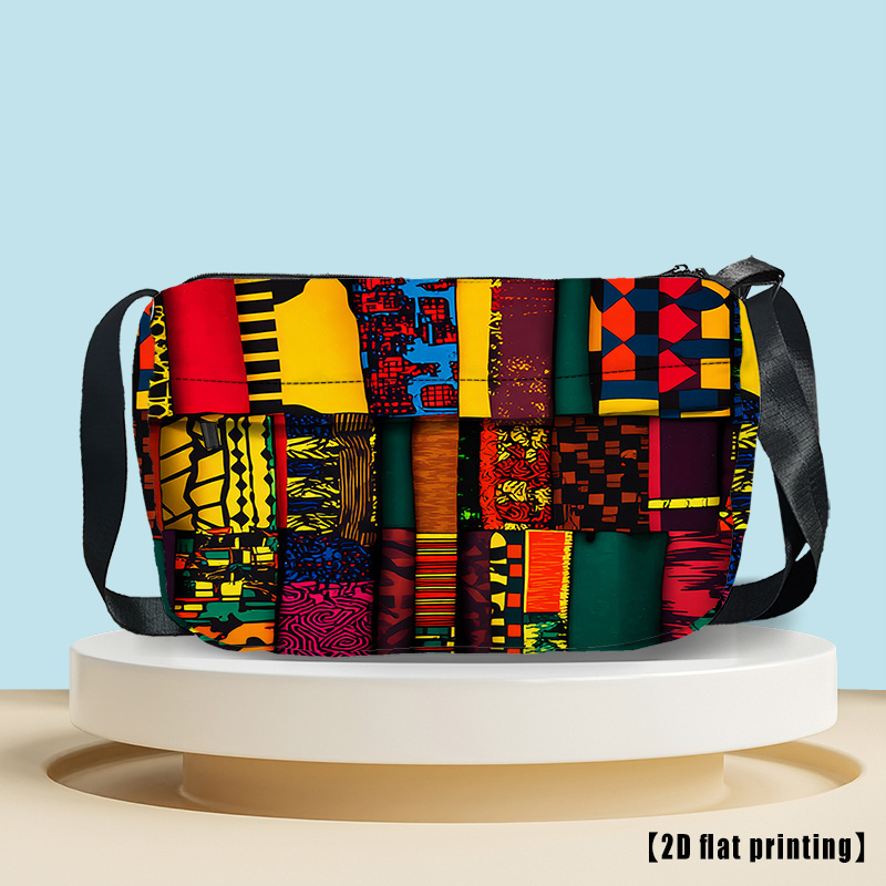 TEMU Large-capacity African Print Crossbody Bag Suitable For & - Multicolor Messenger Bag With African Fabric, Shoulder Purse For Travel, Commuting,