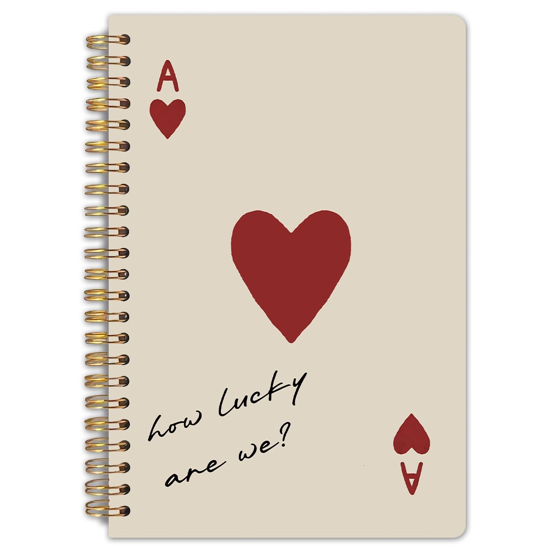 TEMU 1pc Spiral Notebook With Retro Ace Of Hearts Quote Cover, Quality Lined Paper, For And Couple Journaling, Perfect As A Gift For Fans Of