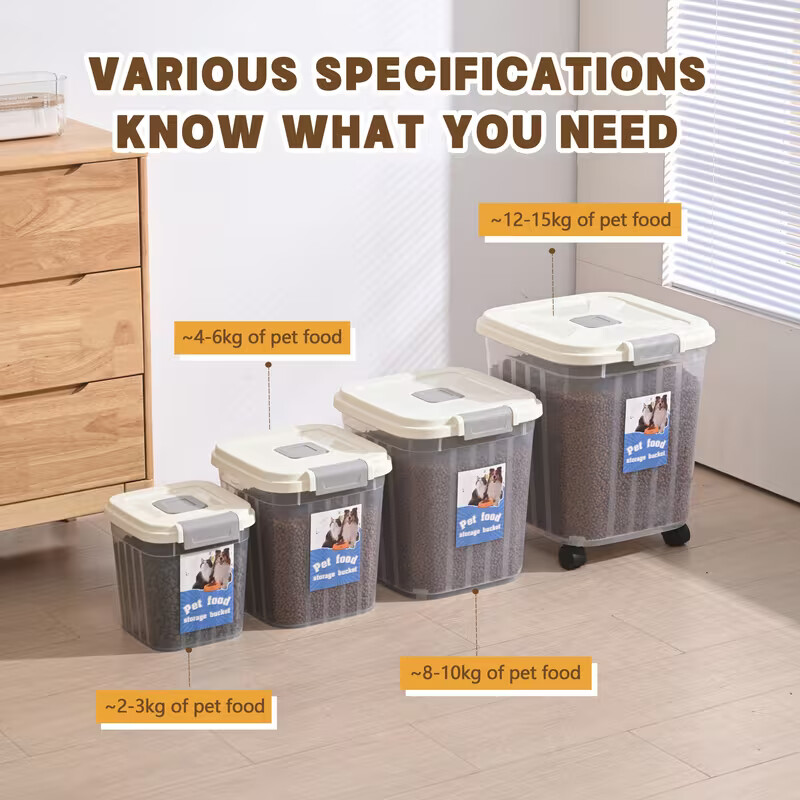 Large Pet Food Storage Container With Seal Lid And Wheels, 14. 2x15x17. 5 Inch Clear Pp Bin For Food And , Holds 27. 6- 33lbs, Latch, Portable Home Storage Solution, Dog Food Storage Container