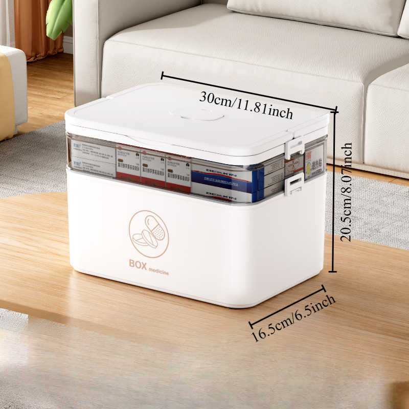 TEMU 3-tier Medicine Storage Container With - Large Family Emergency Organizer, Snap Closure, Durable Plastic, Waterproof Box