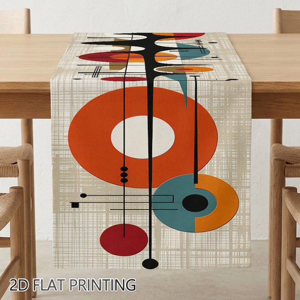 TEMU de Mesa 2D con Impresión 1 pieza, Decoración Rectangular de Mesa con Ilustración de Geométricos Coloridos para Cocina, , Entrada, , Festiva