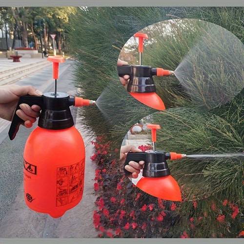 two durable adjustable nozzles and a 2 liter sprayer with a ergonomic handle and a garden hose connector