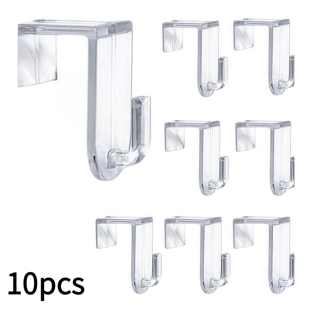 TEMU 10 Thick And Durable Transparent Plastic Decorative Hooks, Suitable For Doors And Windows With A Thickness Of Than 17mm. Features Rust-resistant