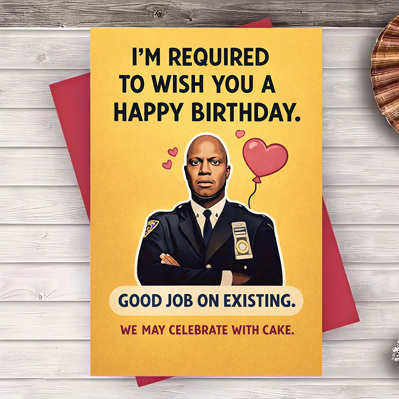 TEMU A Set Of 2 Items (an Envelope And A Humorous Birthday Card For Officer) Celebrating A , Colleague's, Or ' Day With And Cake