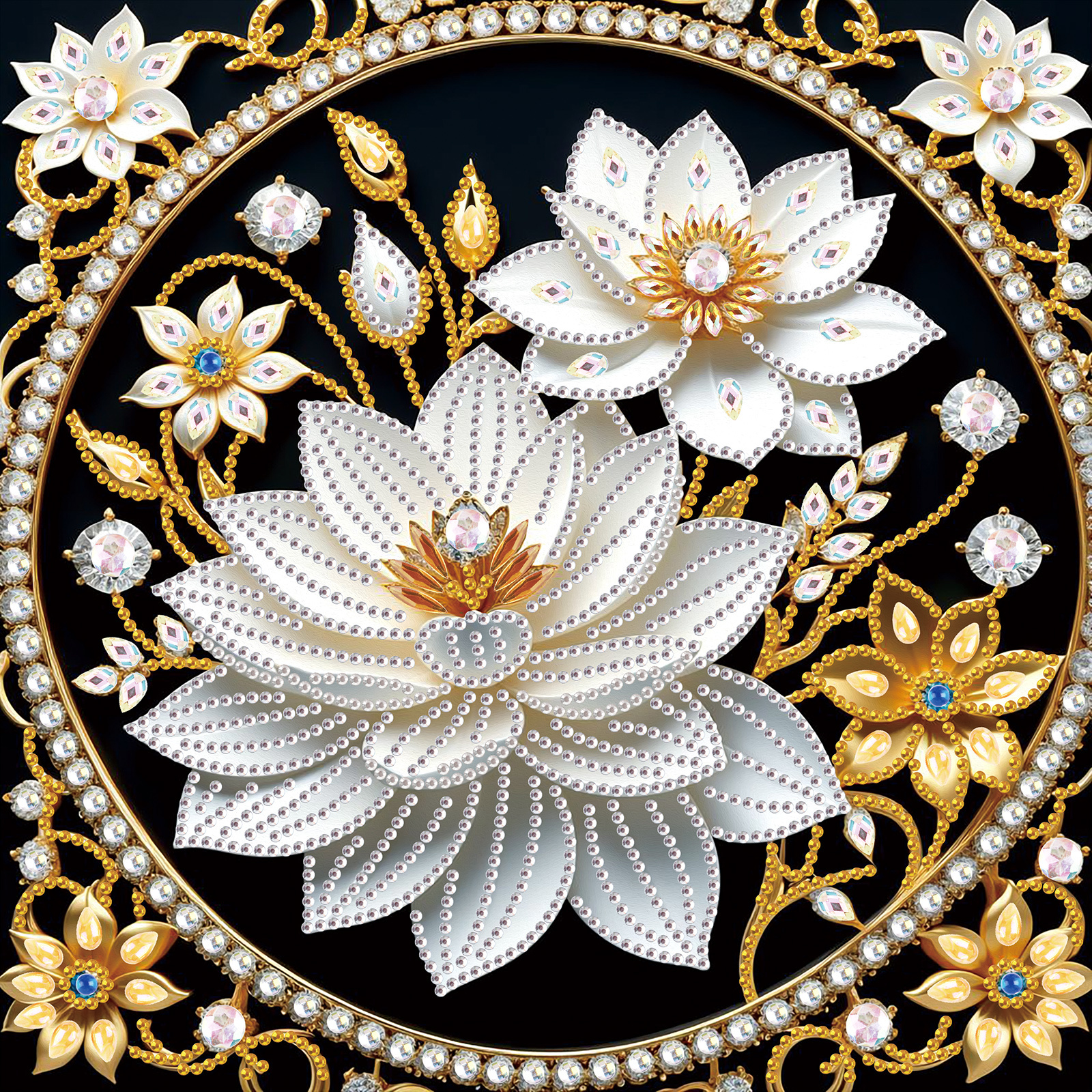 

Sparkling For Lotus Diamond Art Kit For Adults - Iridescent Crystal Embroidery With Unique Shaped Diamonds, Home Decor Craft Set, 11.81x11.81 Inch Canvas