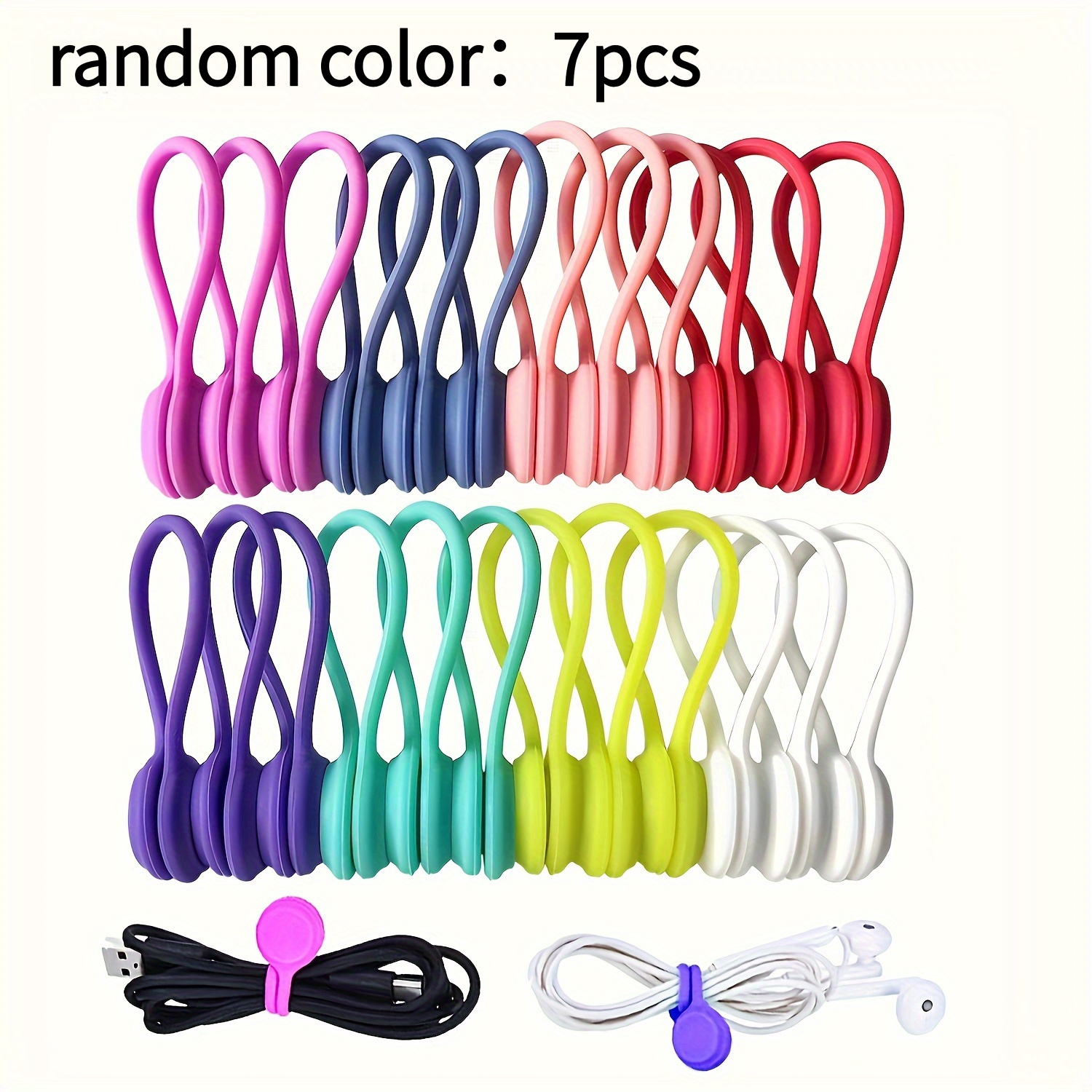Magnetic Silicone Cable Ties- Reusable Usb And Headphone Management Cable Organizers, Suitable For Home, Office, And Dormitory Cable Organization