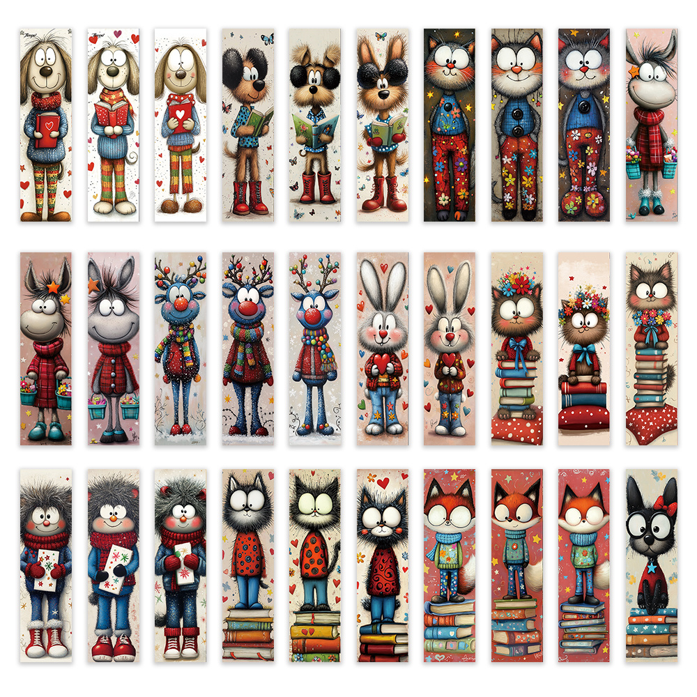 TEMU 32pcs, Bookmarks, Fun Animal Bookmarks, 32 Styles Of Abstract Designs, Suitable For Birthdays/teaching Encouragement/students/reading