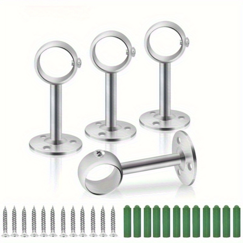 TEMU 4pcs Wall Hanging And Ceiling Curtain Rod Installation Brackets, Shower Curtain Rod Brackets, Garage Hanging Rods, Courtyard Outdoor Curtain Rod