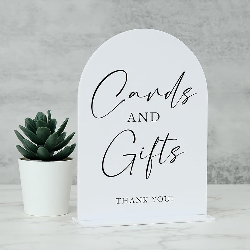 TEMU [2d Flat] White Arch Acrylic Wedding Sign | Modern Calligraphy Arch Acrylic Table Marker For Weddings And Event Parties ()