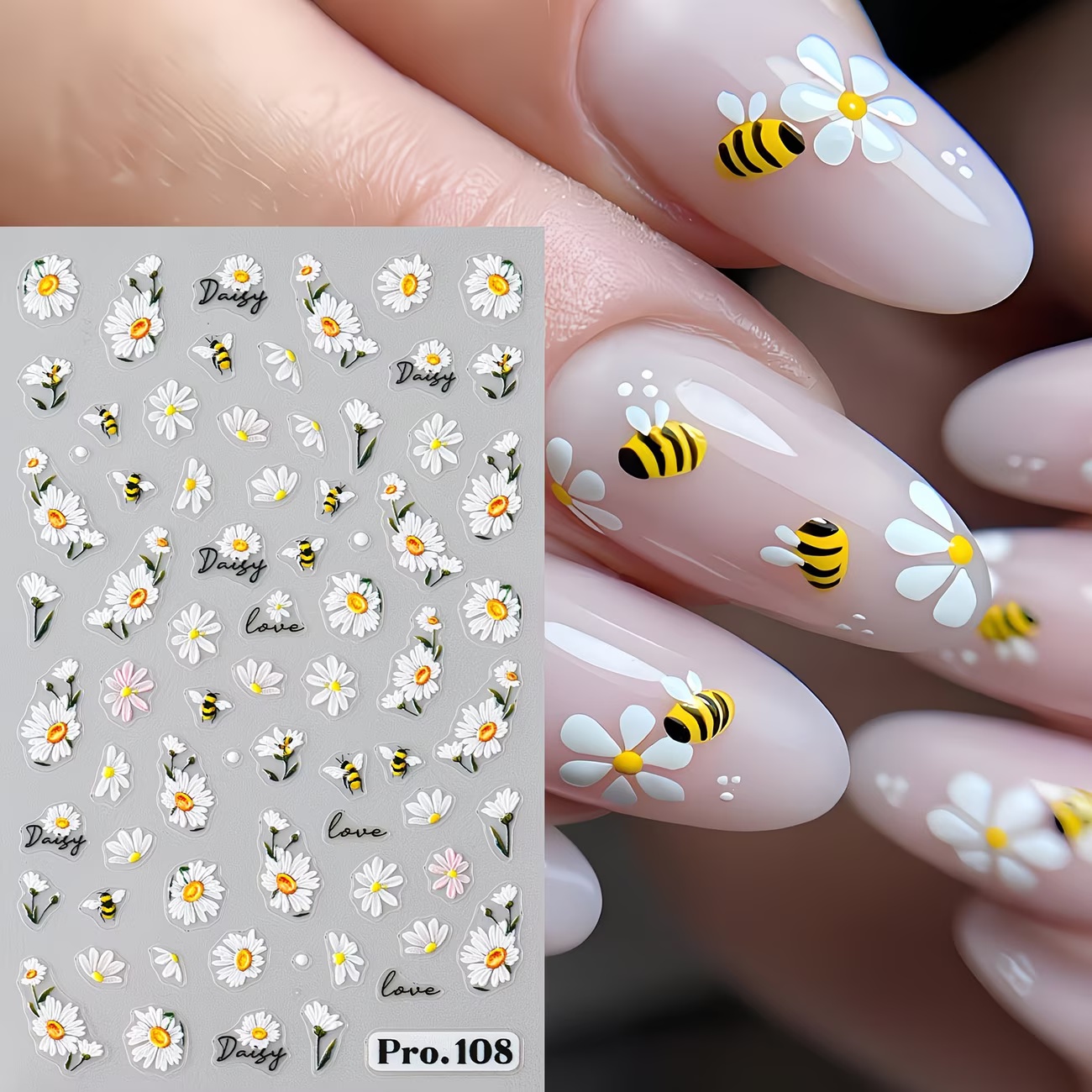 TEMU Adesivi per unghie Cartoon Daisy Honey