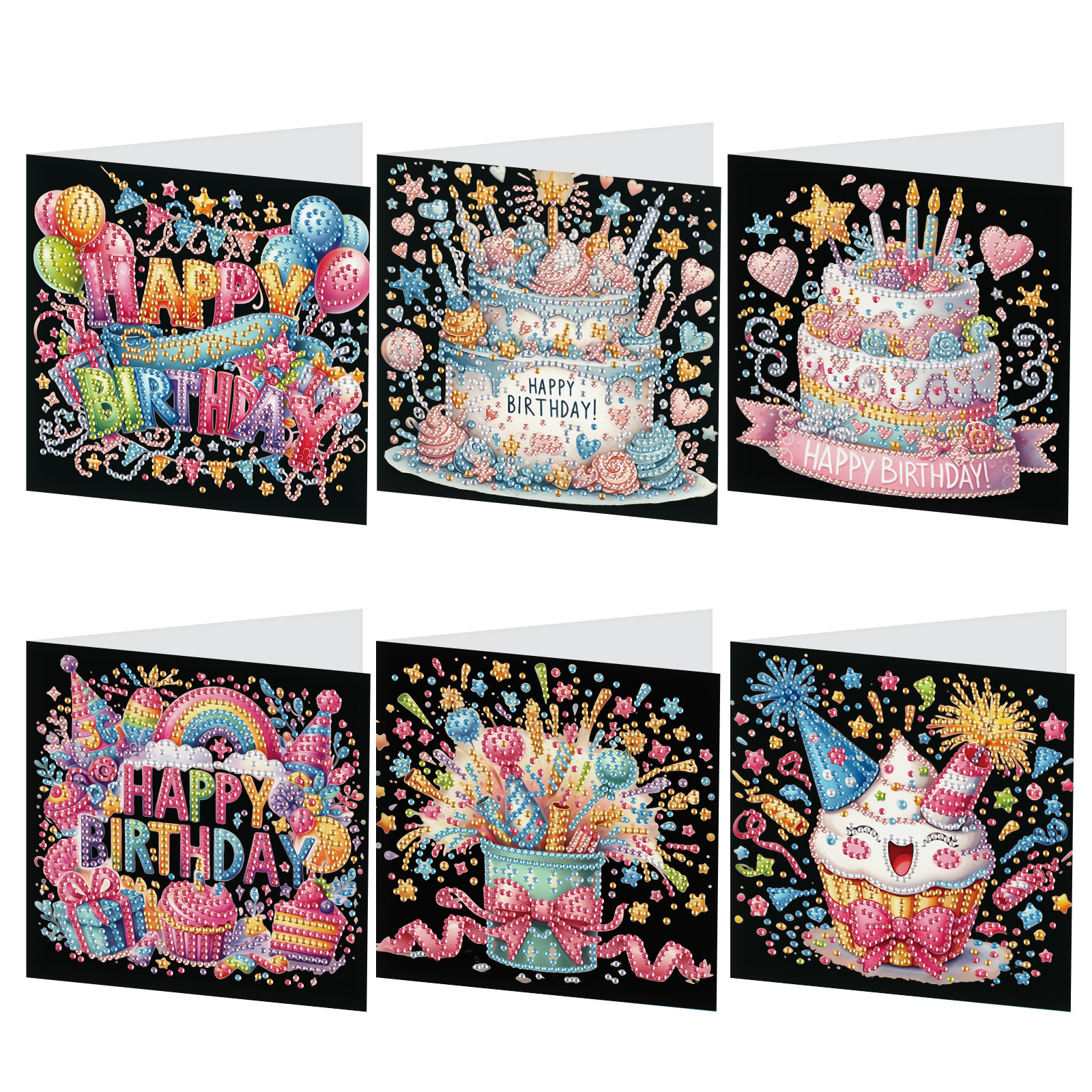 

6pcs 5d Diy Diamond Art Painting Kit For Greeting Cards, Special Shape Acrylic Diamonds, Handmade Birthday And Christmas Cards, Ideal For