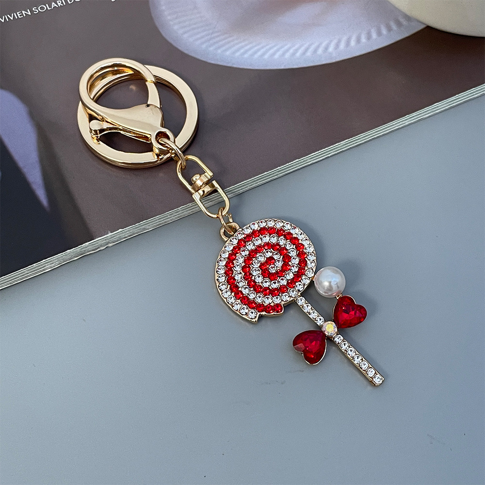 Image of Cartoon Cute -encrusted Lollipop Car Keychain Metal Pendant Key Chain Ring Creative Gift Easy Temperament Fashionable Niche