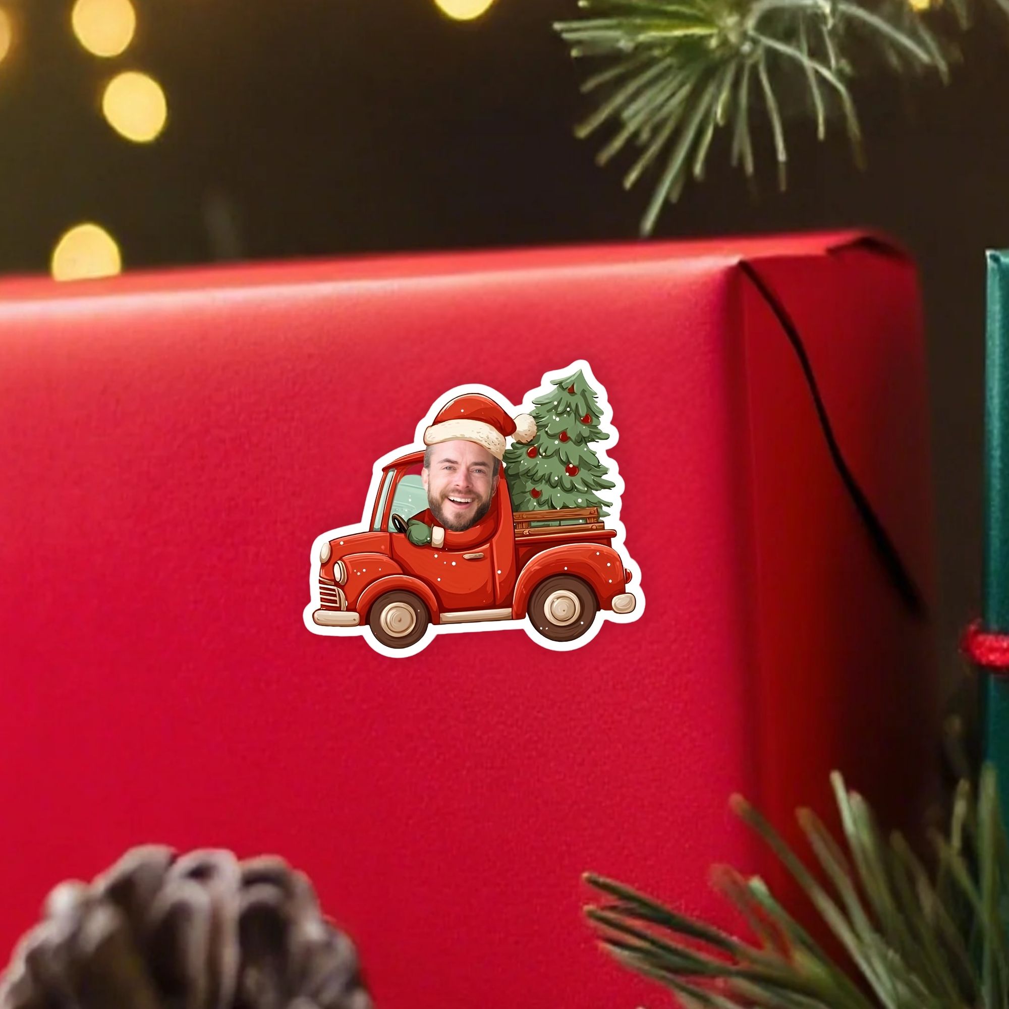 Custom Photo Stickers, Personalized Santa Face Stickers