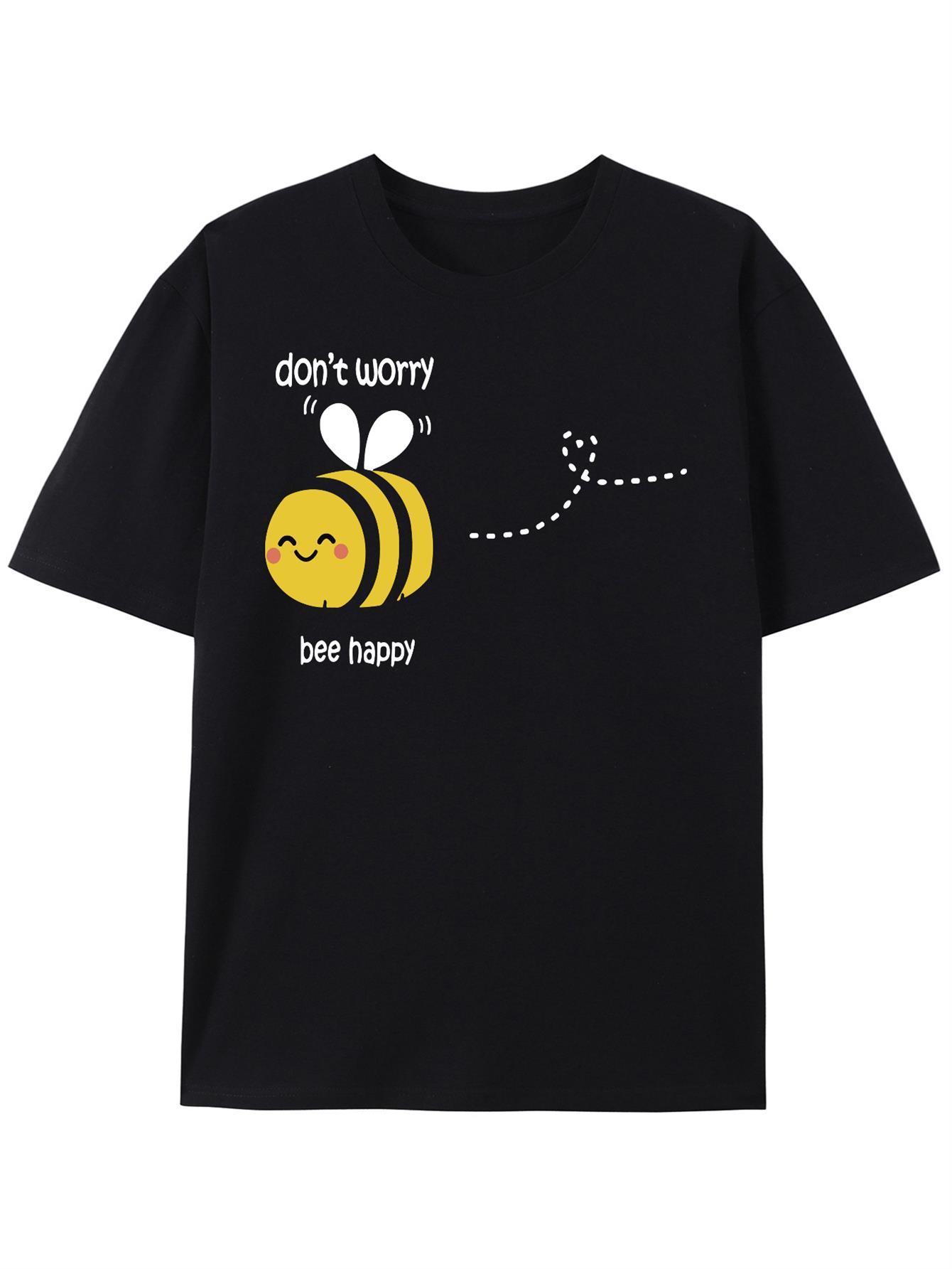 t shirt homme en coton noir motif abeille Temu France