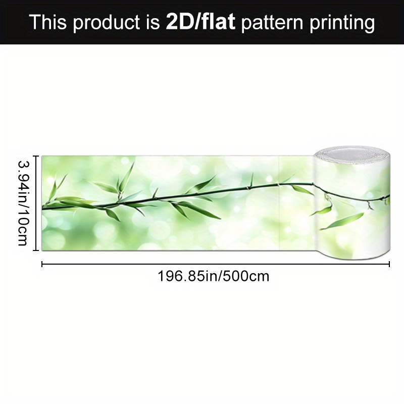 TEMU 1pc, 2d/flat, Bamboo Pattern Self-adhesive Waistline Wall Sticker Wallpaper, Removable Paste Wall Border Decorative Strip, Baseboard Renovation
