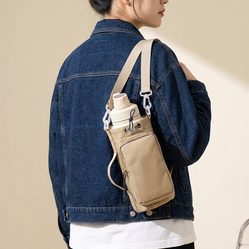 TEMU Bolso bandolera, bolso de , portátil para termo, bolsa para taza de viaje, bolsa de almacenamiento para teléfono, bolsa de aislamiento para taza