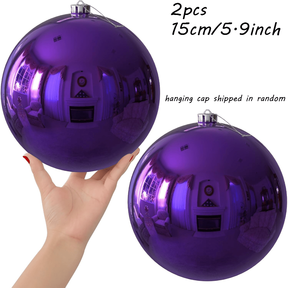 TEMU 2pcs, 15cm Oversized Plastic Christmas Balls, Suitable For Outdoor Christmas Tree Decorations At Holiday Parties (purple) (random Delivery Of