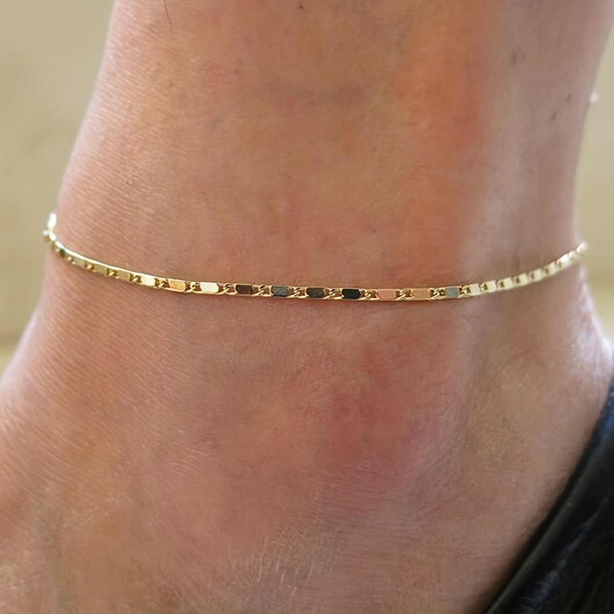 1pc Women's Minimalist Adjustable Chain Anklet For Daily Wear, Beach Vacation, And Holiday Gifts