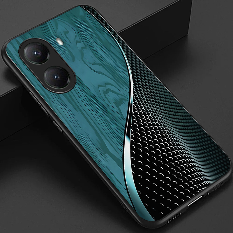 TEMU Custodia per Xiaomi Poco X7 Pro, Elegante Custodia Verde Marrone con Motivo e Scaglie, Retro in Vetro Lucido, Regalo Aziendale