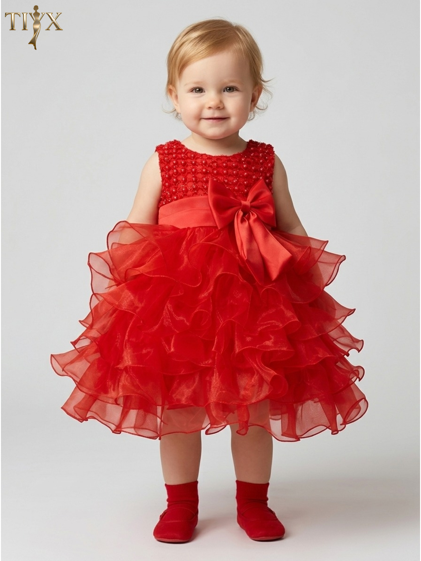 blue dress for baby girl Girls Bow Dress Baby Girl One-year-old Princess Dress Red Birthday Pa –  marryshe