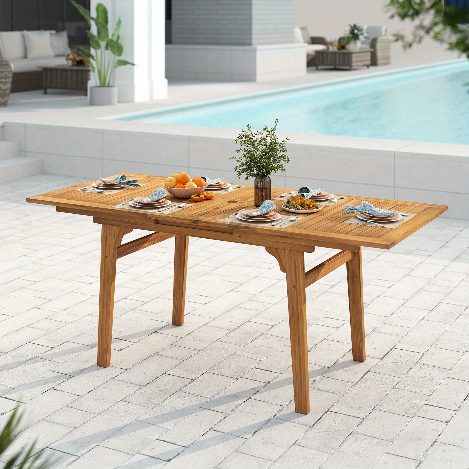 COSTWAY Expandable Outdoor Dining Table