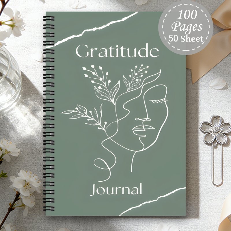 TEMU 1pc 1pcs Gratitude Journal & Planner With Spiral Binding - Minimalist Floral Cover Suitable For Therapists, Daily Reflection Diary, Positive