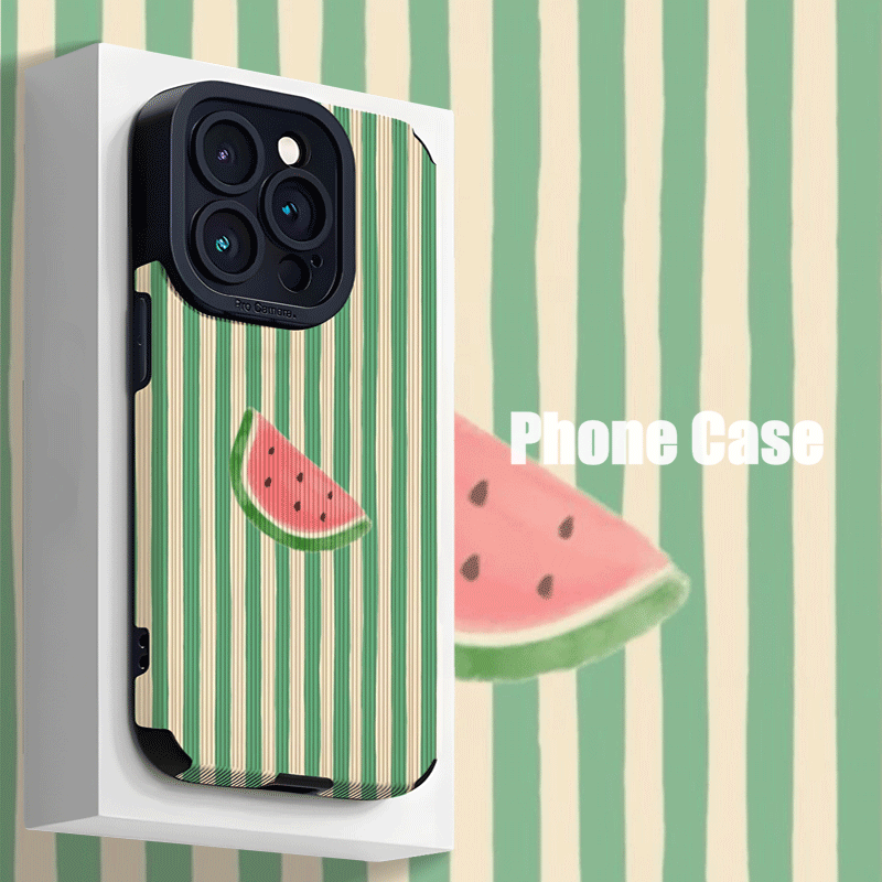 TEMU para teléfono: de rodaja de a rayas verdes y blancas, para iPhone 17 Pro Max, compatible con las series 16 Plus/15/14/13 Pro/12/11/XS Max, a