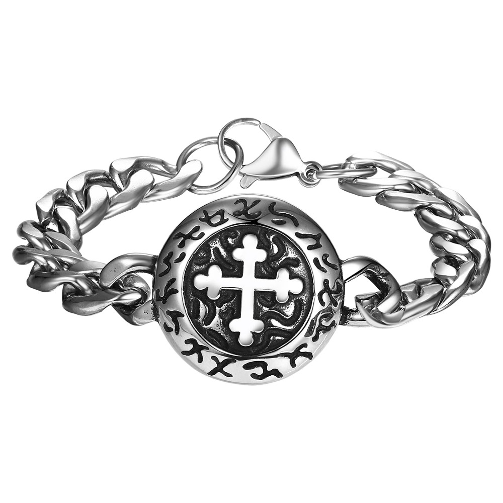 Image of Jewelrywe Men' Steel Cuban Chain Bracelet - Adjustable Cuban Link Cuff, Durable Jewelry Gift For Christmas, For Father's Day, Wedding/church Events - Wear For Daily & Special Occasions