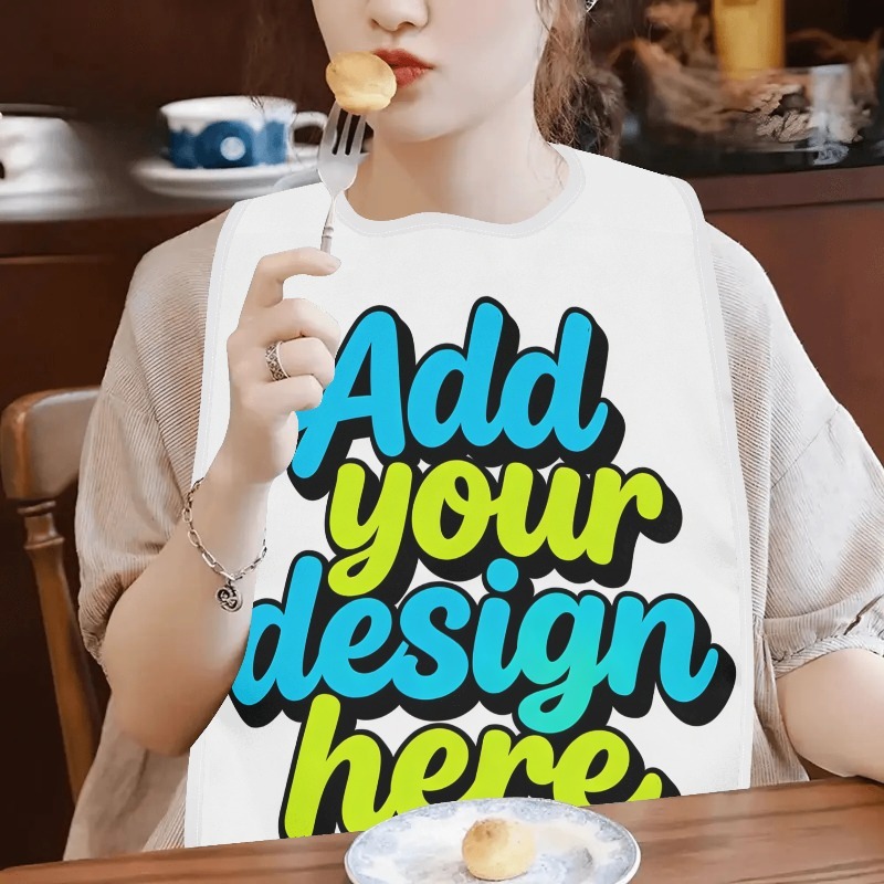 TEMU Personalized Adult Bib, Featuring Photo And Text Identification, Reusable Dining Protection Cover, Designed To A Fun , Suitable For Men, Women,