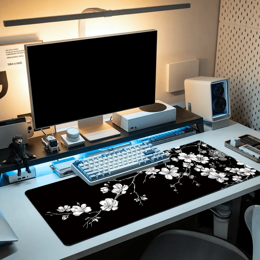 TEMU 1pc Cherry Mouse Pad, Black And White, Vintage Style With . This Is An Mouse Pad, Suitable For Gaming, And Can Be Used As Mat Or Desk Mat