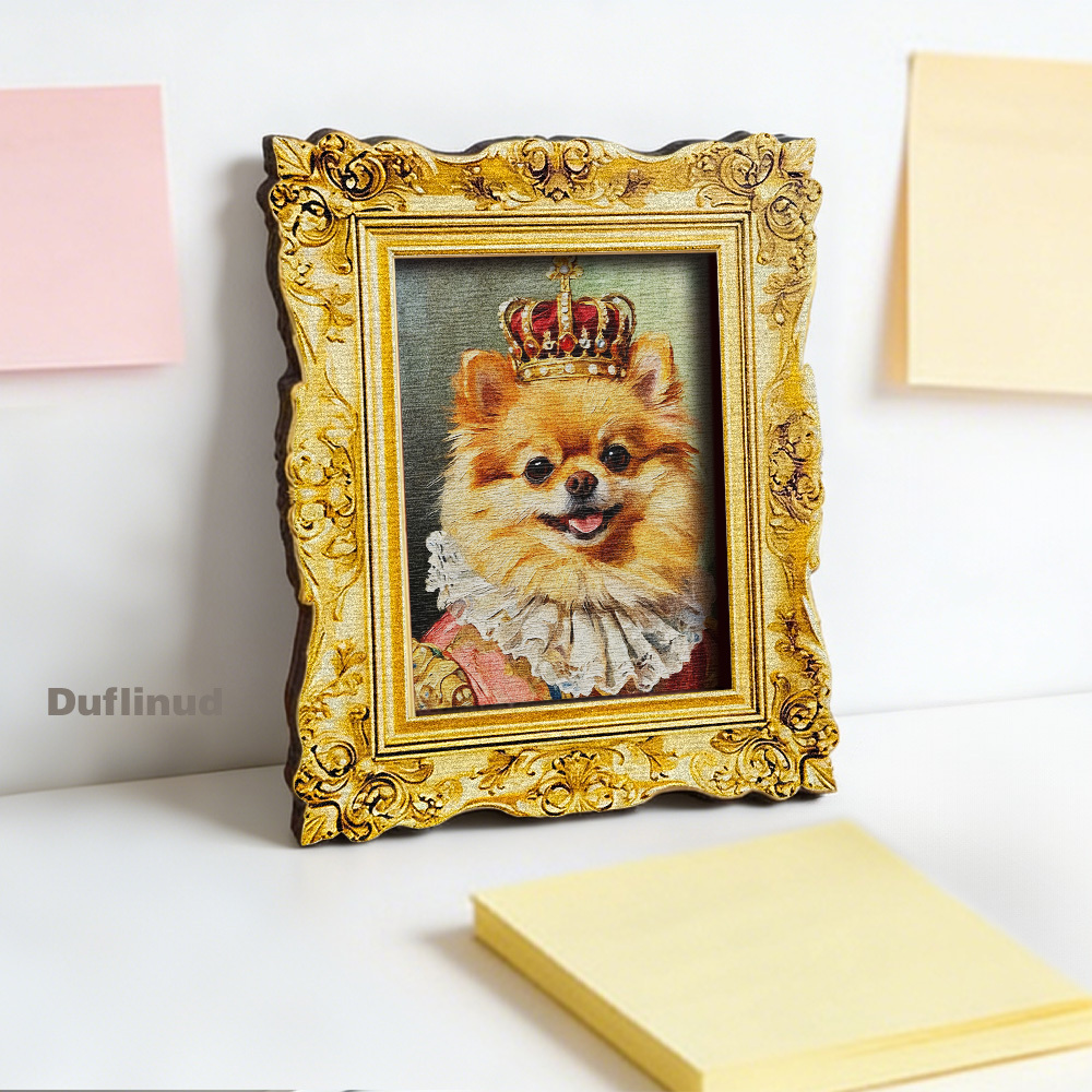 TEMU 1pc Duflinud Royal Pomeranian Fridge Magnet - Miniature Dog With Vintage Court Outfit, Wood Suitable Decor, Retro Suitable For Fridge Magnets,