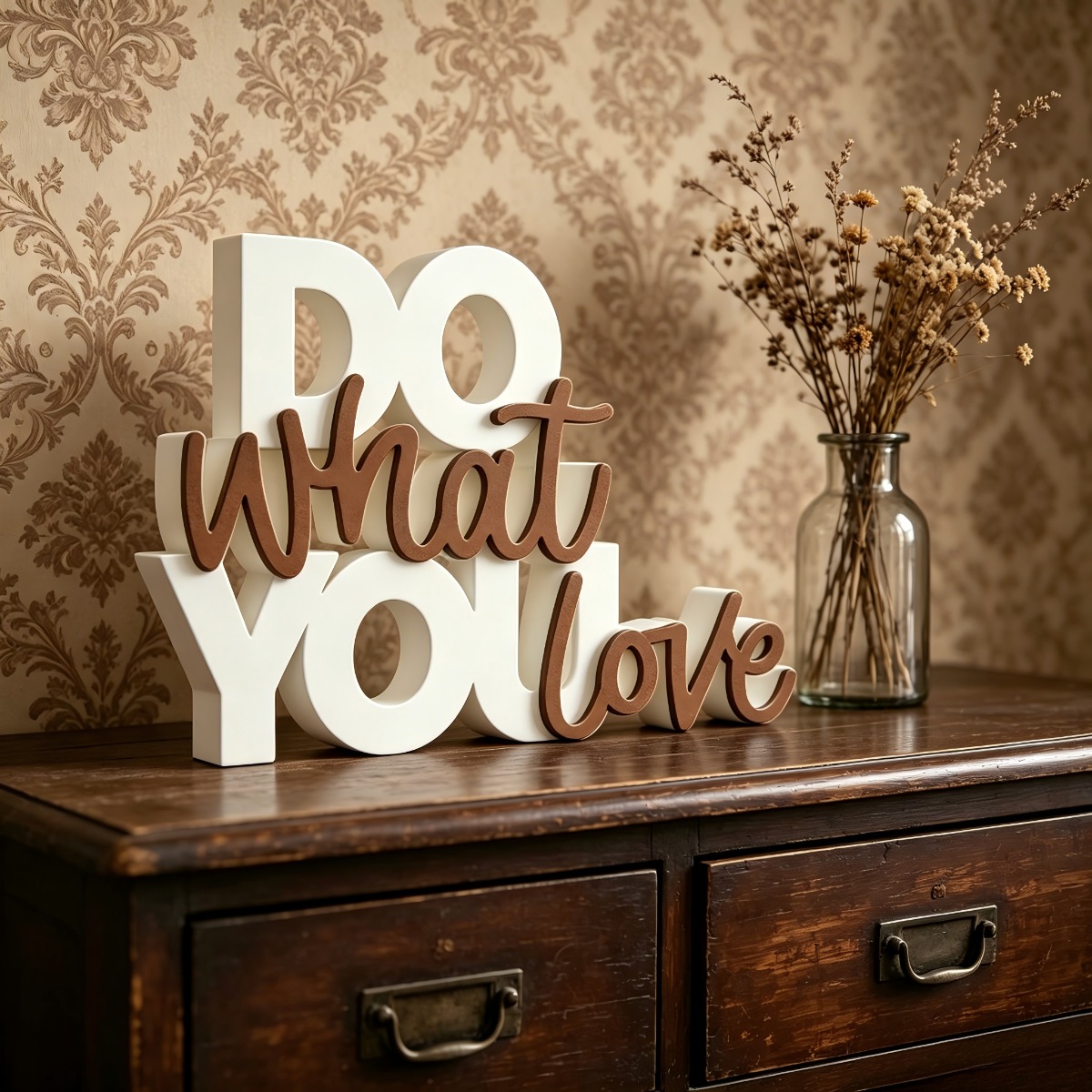 TEMU "" Inspirational 3d Pvc Letter Sign, Neutral Brown And White Desk Decor, Motivational Quote Tabletop Ornament For Bedroom Living Room Office,