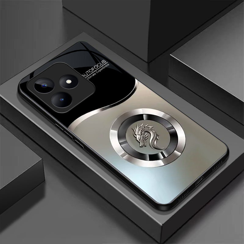 TEMU Чохол для телефону: для Realme C53 Narzo 50 Narzo N53 C51, загартоване скло, твердий корпус, круглий градієнт (немагнітний ), із срібною головою