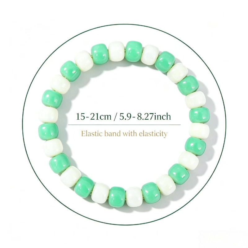 Mint Green & Cream Bead Flat Bracelet, Everyday Elegance