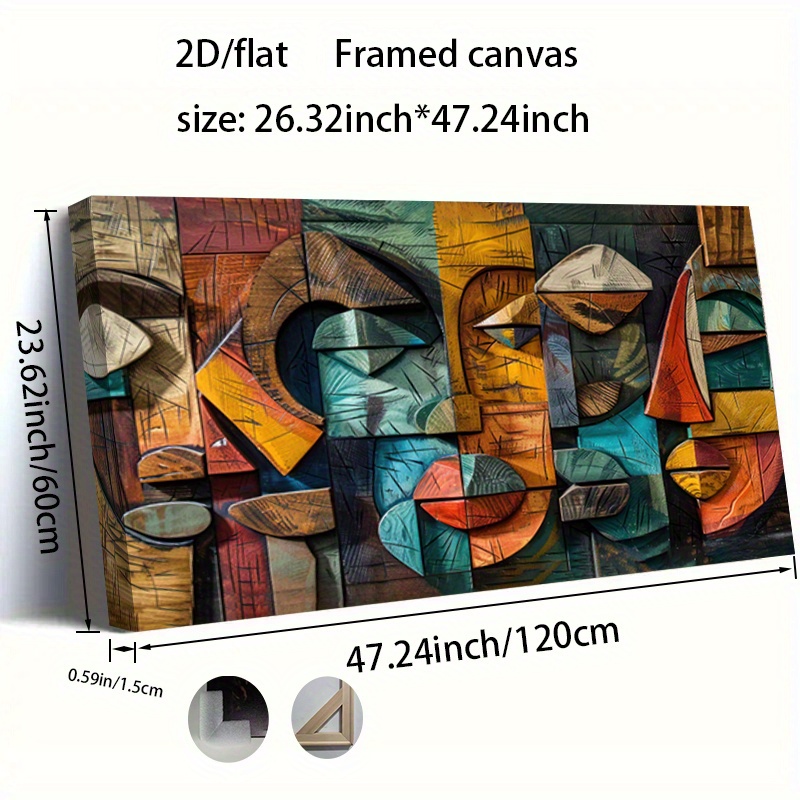 TEMU 2d/flat 1pc 23.62in * 47.24in/60cm * 120cm Frame Decoration Painting, Modern, Abstract Faces, Bedroom And Living Room Decoration Canvas Poster