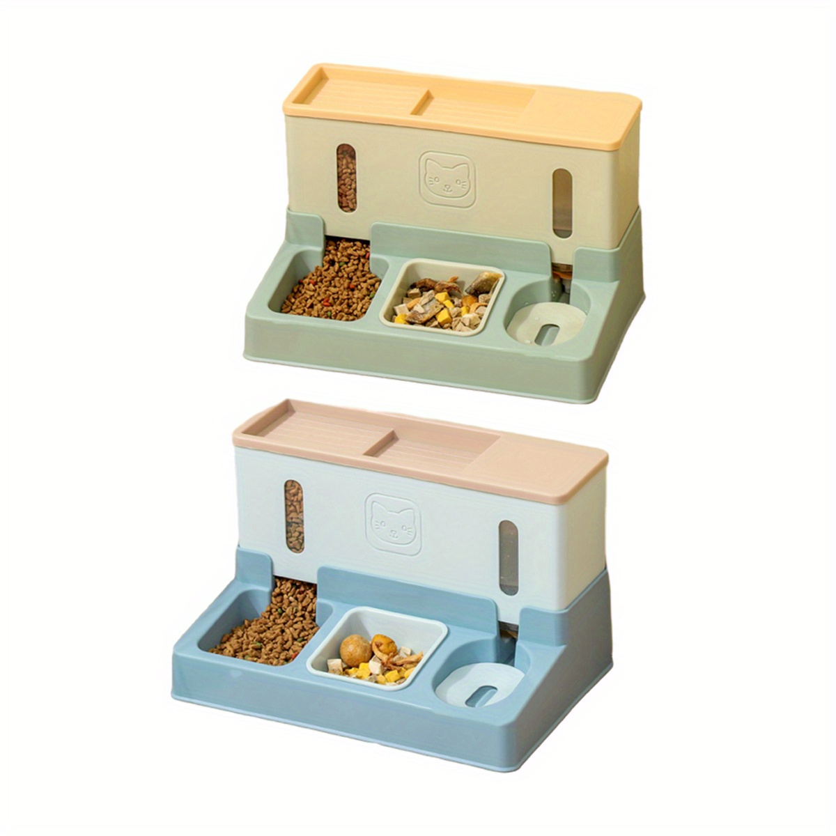 Automatic Cat Feeder Water Dispenser Set, 3 In 1 Tilted Automatic Pet Food And Water Feeder For Indoor Cats, Without Battery - Image 11