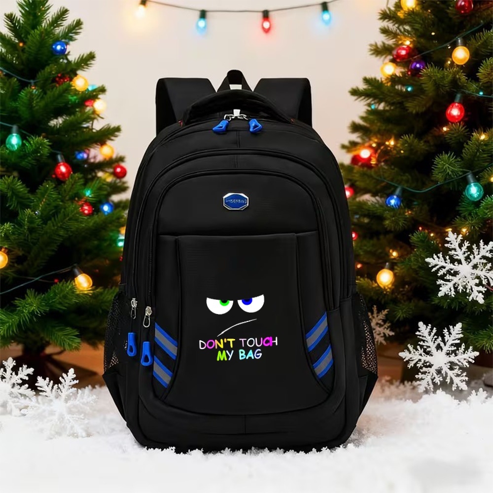 TEMU Heterochromia Backpack With Reflective Strips & Laptop Compartment - Adjustable Strap School Bookbag, Lightweight Durable Suitable For Travel,