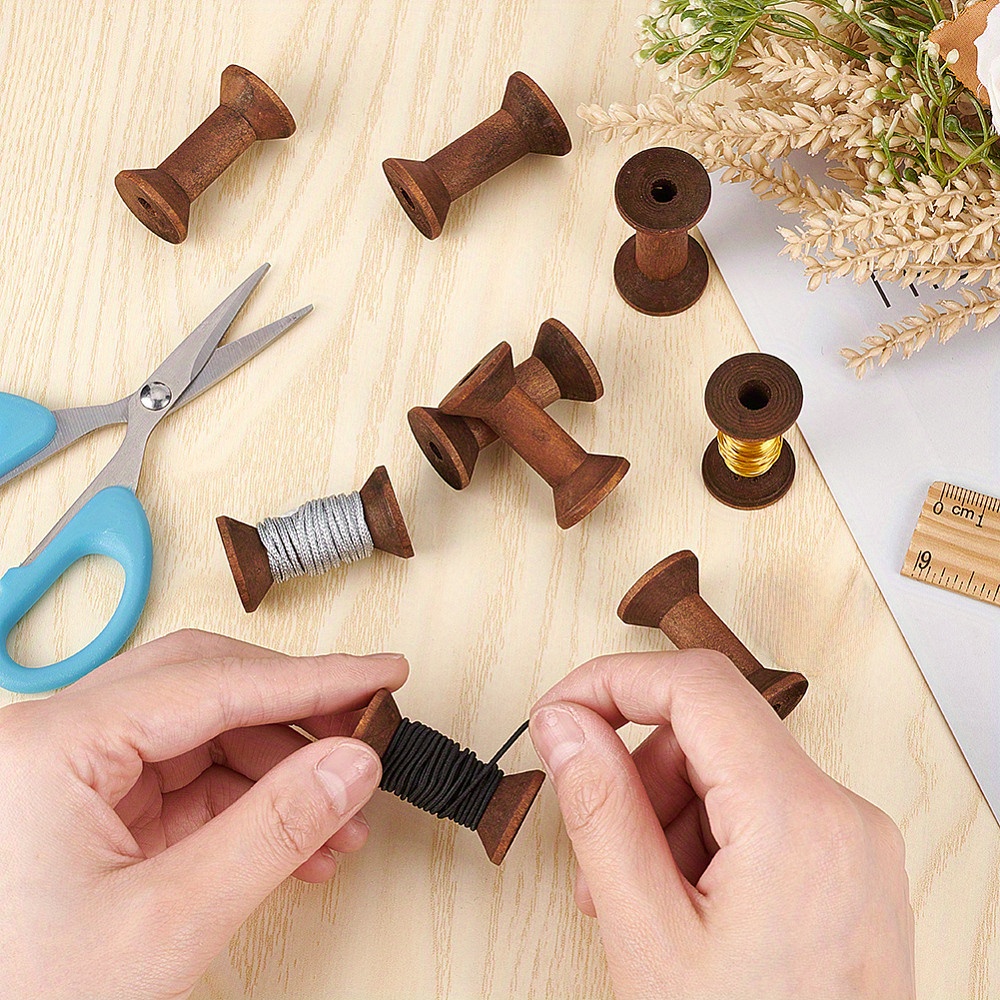 

20pcs Superfindings Wooden Spool Set, Craft Bobbins For Thread, Ribbon, Beads, Ideal For Diy Projects, With No Electricity Or Batteries Needed, For All & Holidays