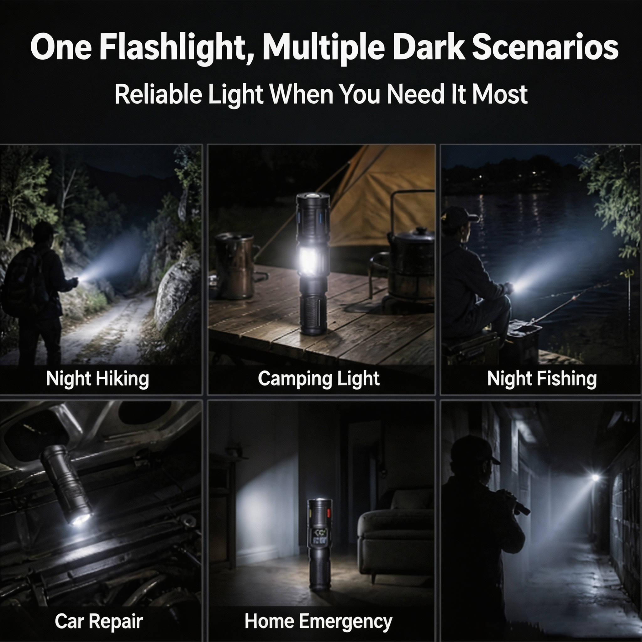 LiHangStar LED Rechargeable Flashlight with LED Side Light