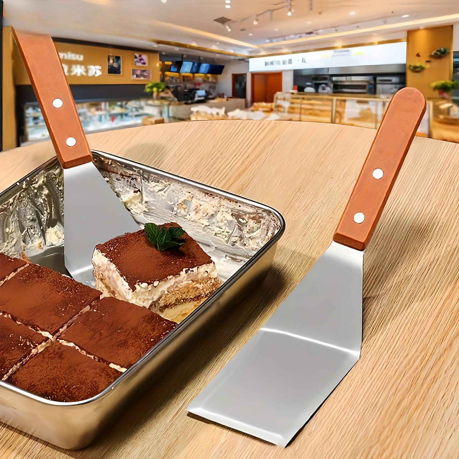 special tiramisu spatula stainless steel cake spatula with wooden handle steak cooking spatula cake spatula dessert tool suitable for   pans grills and baking pans bbq cooking tools thanksgiving christmas   cake   server