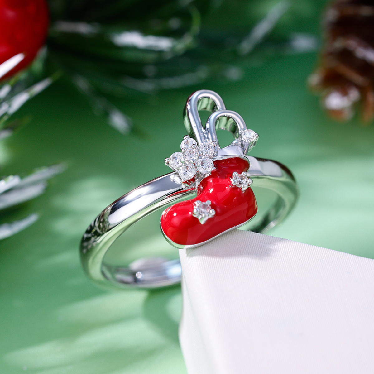 Women's Adjustable Bling Ring with Plated Synthetic Zirconia