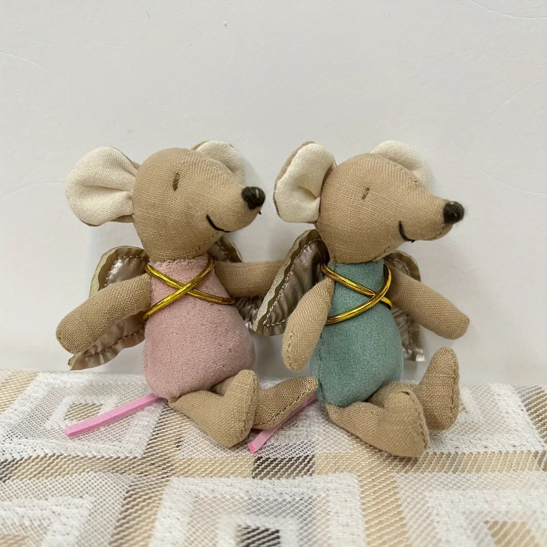 TEMU 2pcs Danish Fabric Little Mouse Set, Cute-wing Mouse, 12 Zodiac Small Decoration Home Decoration Exquisite Handmade Puppet Decoration Store