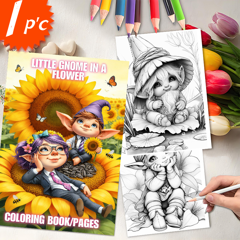 TEMU Flower Coloring Book Suitable For Coloring Parties, Thick Paper With Exquisite Fairy Illustrations & Magical Pages - Gift For &, Favors,