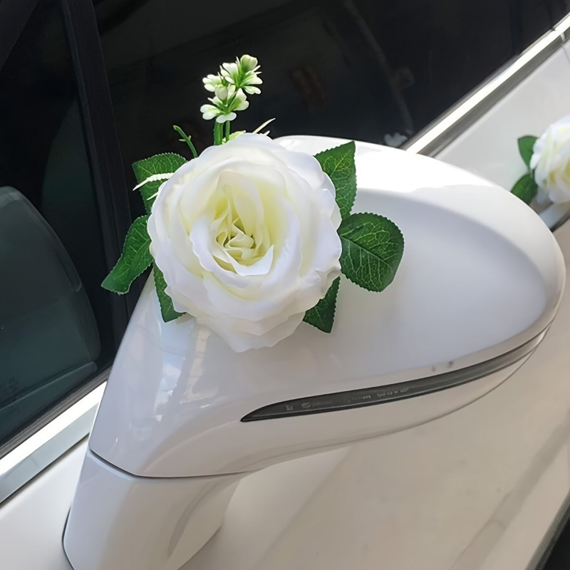 DALAETUS 35 Pièces Décoration Voiture Mariage Blanc - Fleurs Soie, Ruban Et Nœuds