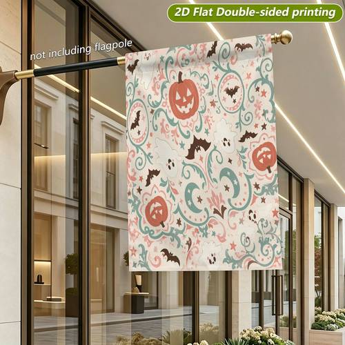 2d flat 2d flat 1pc pumpkins ghosts bats double sided printed garden flag made of plant fiber material does not flagpole 2d flat printing welcome flag