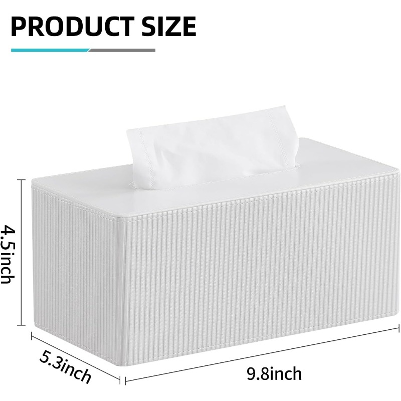 pu leather tissue box cover rectangle with magnetic closure modern tissue box holder for bathroom nightstands livingroom decorative tissue holder for 120   160(2ply) tissue box (white), tissue holder bathroom, decorative tissue box holder, tissue box holder vintage Product details 2