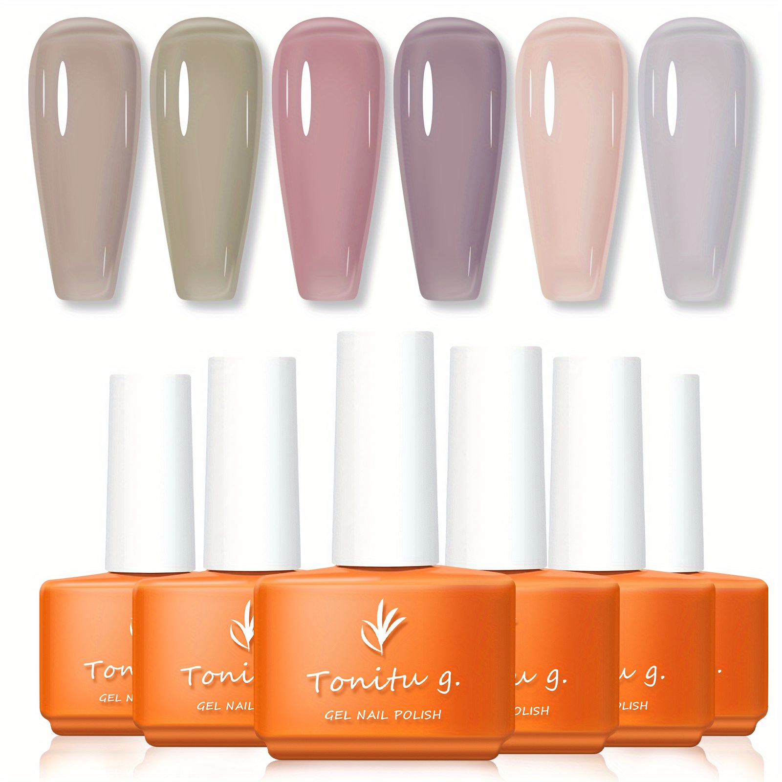 Set za gel nanoš za nokte Tonitu G Jelly Gel 6 boja, 0,24oz polu trajni gel lak prozirno mliječno sivo zeleno plavo nudo smeđe crvene, crni gel lak, set za gel nanoš, dizajn za nokte Soak Off / LED za manikuru uradi sam kućni salon za žene