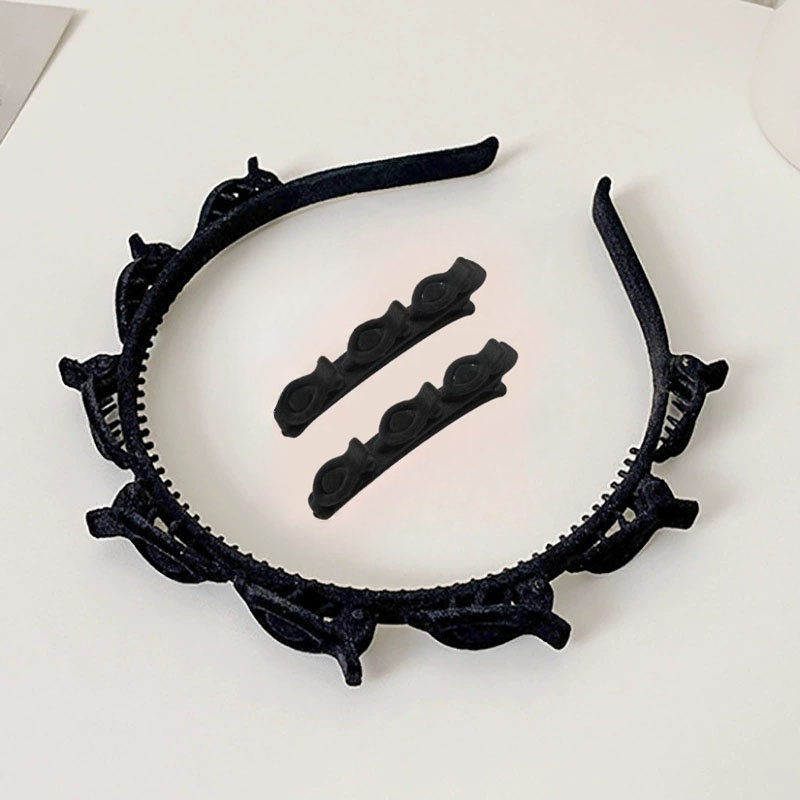 TEMU 3/5/9pcs Of Fashionable And Elegant Hollow Double-layer Headband And Double-layer Hairpin Set, Cute And Sweet Niche Headband Hairpin, Double-row