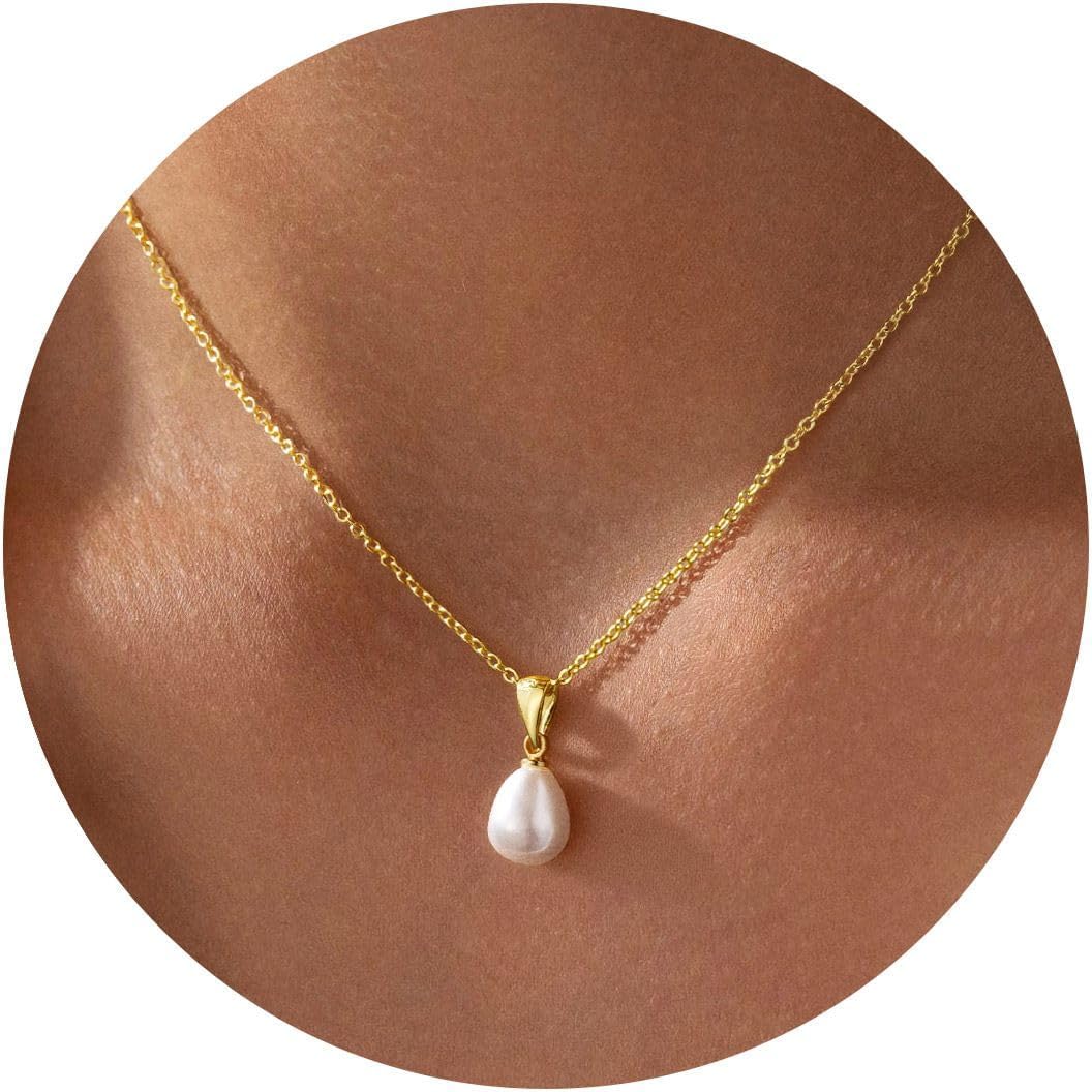 Image of Women's Necklace - Pendant Necklaces Minimalist Women Pearls Layered Necklace Dainty Trendy Bridal Bridesmaid Wedding Gifts For Her