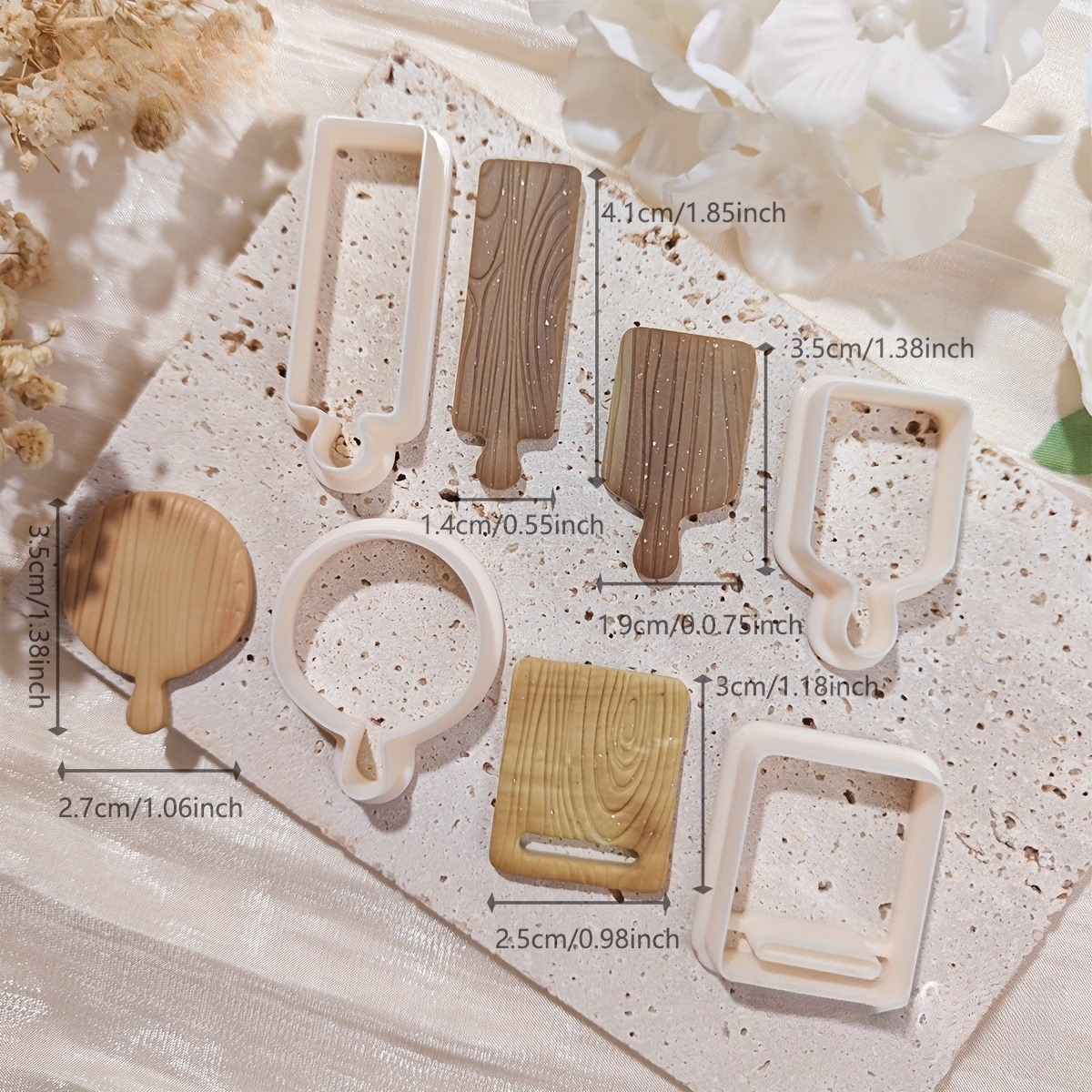 E-shop Set mit 4 Polymer Clay Ausstechformen, ideal für die Herstellung von Formen für Teller und Schmuck, für minimalistische Tellerdesigns, mit